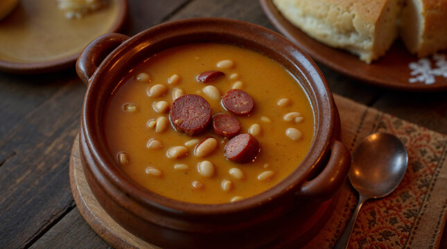 Guiso de alubias con chorizo en cazuela de barro