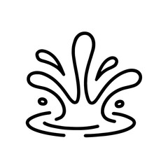 Water Splash Outline Icon Vector &ndash; Simple Hand Drawn Line Art Splatter Symbol for Liquid and Refreshment Design