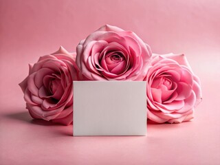 Business card on rose surface