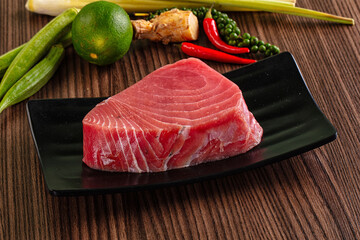 Raw fresh red tuna steak fillet