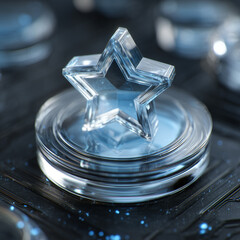 glass of water on blue background