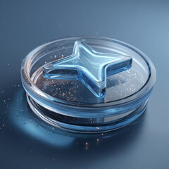 glass of water on blue background