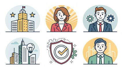 set of business people