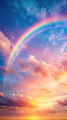 Sky with pastel rainbow gradient at sunset