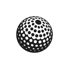 Black and white golf ball dimple pattern isolated on white background
