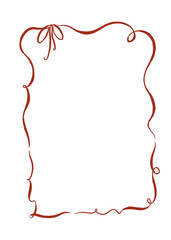 Quirky whimsical hand drawn red ribbon clipart frame PNG premade element background for cards, posters, invitations, wedding and baby shower cards