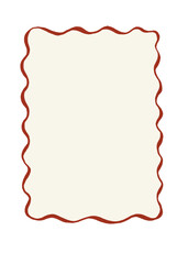 Obraz premium Quirky whimsical hand drawn red ribbon clipart frame PNG premade element background for cards, posters, invitations, wedding and baby shower cards