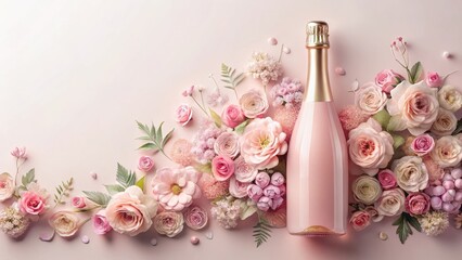 pink champagne bottle mockup