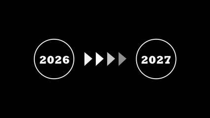 Animated 2026 2027 Text Transition Icon Year Change Countdown Typography Motion Graphic for New Year Celebration Promo and Digital Media