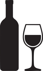 Wine bottle and glass silhouette vector