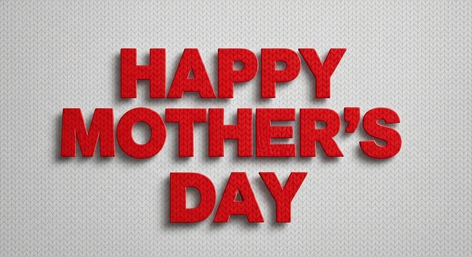Celebrating Mothers Day with Knitted Red Letters on Textured Background a Heartfelt Greeting for Motherhood and Family Bonds Expressing Love and Gratitude to Mothers