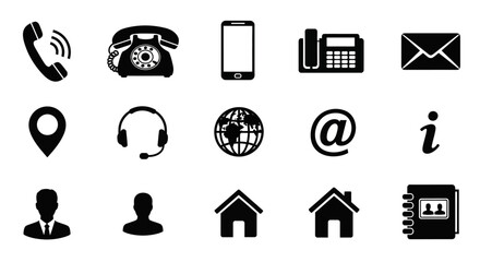 Contact Information Icons Essential Symbols for Communication and Connectivity in Modern Design