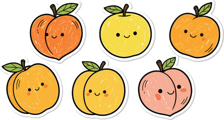 Childlike Crayon Apricot and Peach Illustrations.