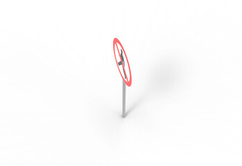 no crossing road sign top view with shadow 3d render