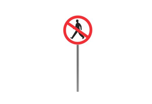 no crossing road sign front view without shadow 3d render