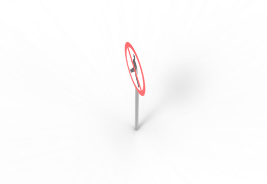 no crossing road sign top view with shadow 3d render