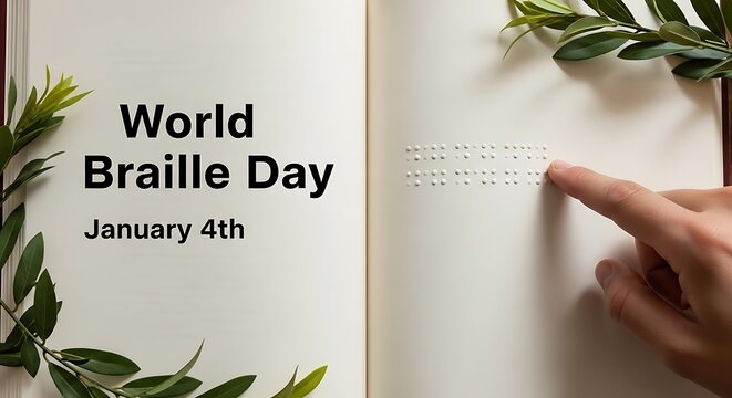 Celebrating World Braille Day on January 4th with a focus on accessibility and inclusivity for the visually impaired promoting 