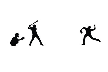 Silhouette of a baseball player, athlete, hitting a ball