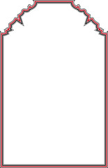 Simple elegant black and red contour frame vertical with arched top. 35