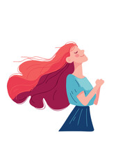 serene redhead woman art gentle relaxing character design
