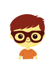 cute little boy wearing glasses flat vector illustration
