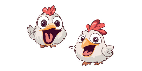 happy cartoon chicks duo vector artwork minimal white background