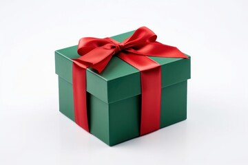Obraz premium Gift box green red white background.