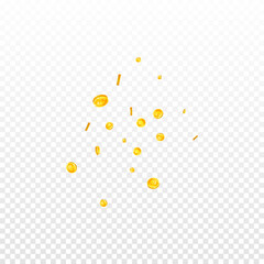 Thai baht coins falling. Gold scattered THB