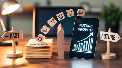 Visualize Your Business's Bright Future with Charts, Past Records, and Strategic Growth Direction - Plan for Success with a Modern Digital Approach