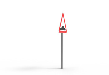 speed breaker road sign angle view with shadow 3d render