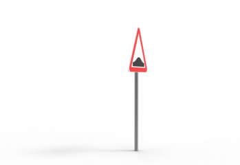 speed breaker road sign angle view with shadow 3d render