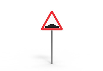 speed breaker road sign front view with shadow 3d render