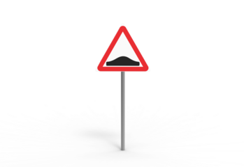speed breaker road sign front view with shadow 3d render