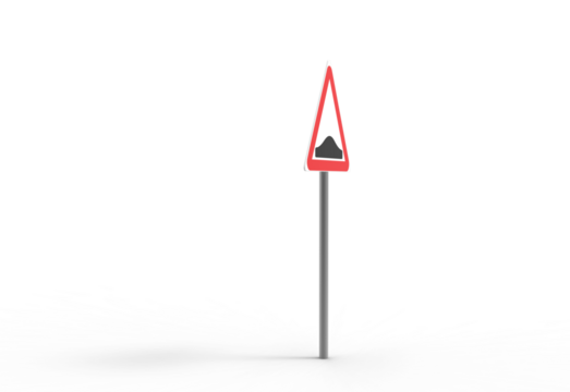 speed breaker road sign angle view with shadow 3d render