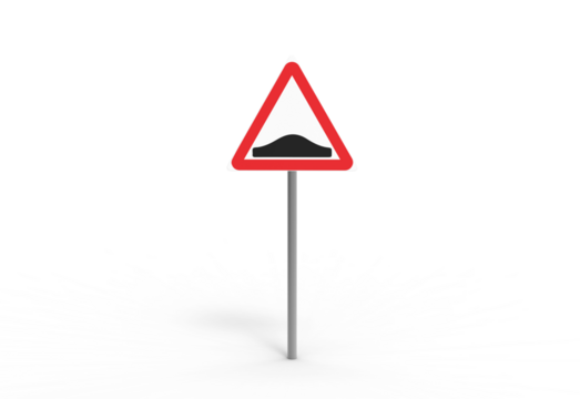 speed breaker road sign front view with shadow 3d render