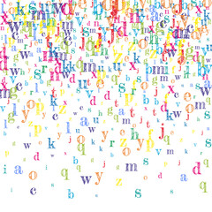 Scattered letters of latin alphabet. Colorful