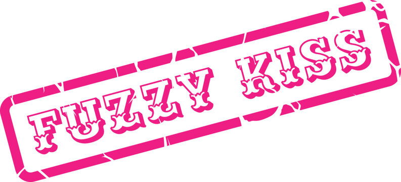 Romantic pink textured Fuzzy Kiss stamp graphic for affection and loving sentiments