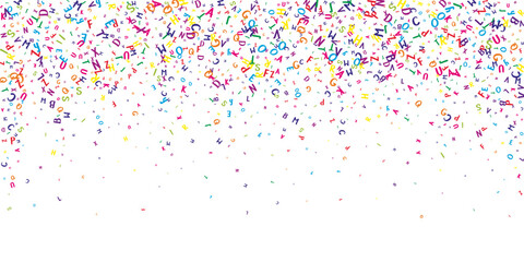 Flying latin letters. Colorful childish scattered