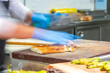 Kiymali pide. Turkish  pide with minced meat. Turkish pizza mince pita Pide. Bicak arasi,  Etli ekmek. Kusbasi kasarli, kiymali kasarli, kiymali yumurtali, Bafra, Trabzon, Kusbasili pide.
