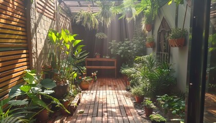 Garden Courtyard with Potted Plants