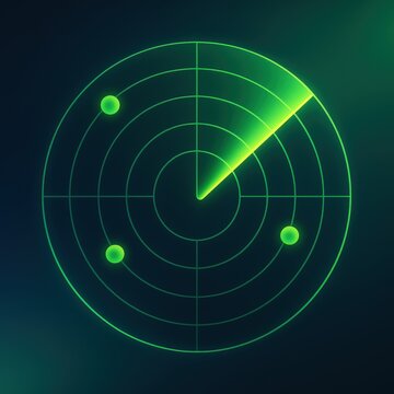 Advanced radar display showcasing a dynamically tracking green signal over a dark blue gradient background emphasizing technology innovation and precision monitoring capabilities