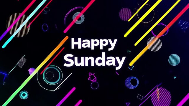 Happy Sunday Modern Text with Colorful Geometric Design