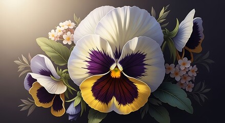 Beautiful pansy flower with intricate detail and elegant color palette