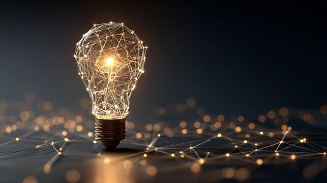 Stunning lightbulb concept with glowing connections for innovative tech solutions and creative ideas, shining brightly in the dark showcasing potential
