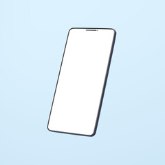 3D素材_スマートフォン_ブラック_水色