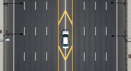 Aerial Perspective Of The Car Driving Down A Highway In The City At Day Time