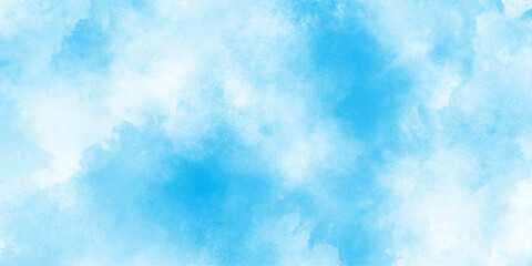 Abstract white and blue color frozen ice surface design, creative brush painted aquarelle light sky blue background, Soft cloud in the sky background.abstract blue sky watercolor vintage water color.