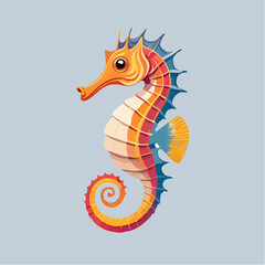 Naklejka premium Colorful Illustration of a Seahorse A Vibrant Sea Creature Design