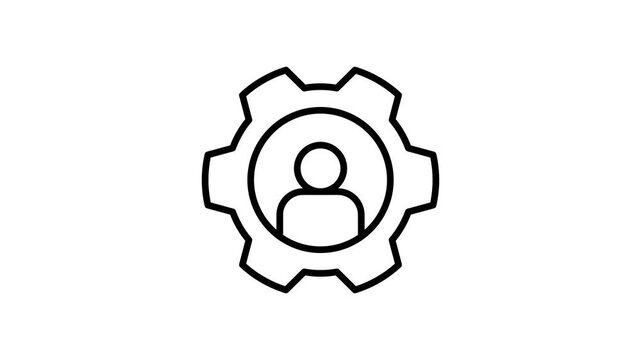 Animated Rotating gear with user icon for account settings