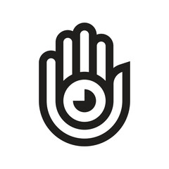 🪬 Minimalist Hamsa Hand of Fatima with Central Eye Symbol Vector